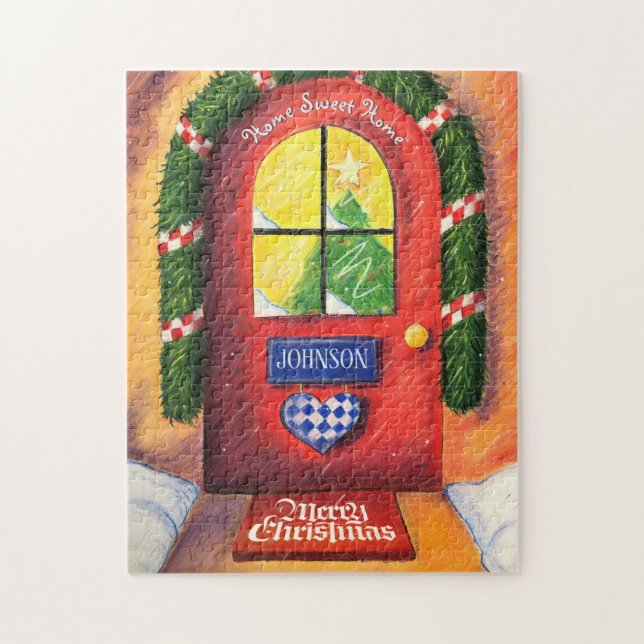 Puzzle Casa de la puerta delantera de la personalizar Red (Vertical)