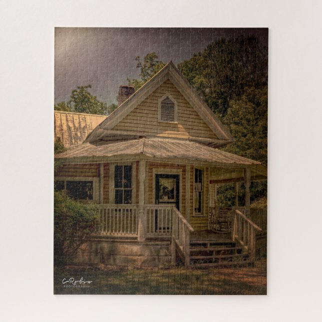 Puzzle Casa de madera con porche en un día soleado (Vertical)