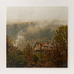 Puzzle Casa de madera forestal: Tranquila escena