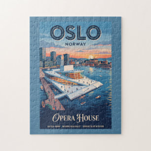 Puzzle Casa de Ópera de Oslo Noruega Póster de Viaje Vint