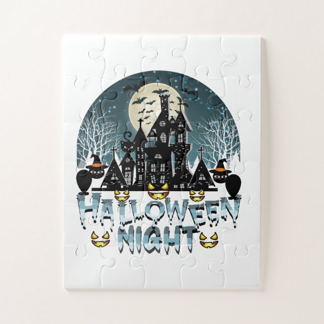 Puzzle Casa embrujada, noche de Halloween de miedo (Vertical)