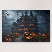 Casa embrujada y calabazas Jack-O