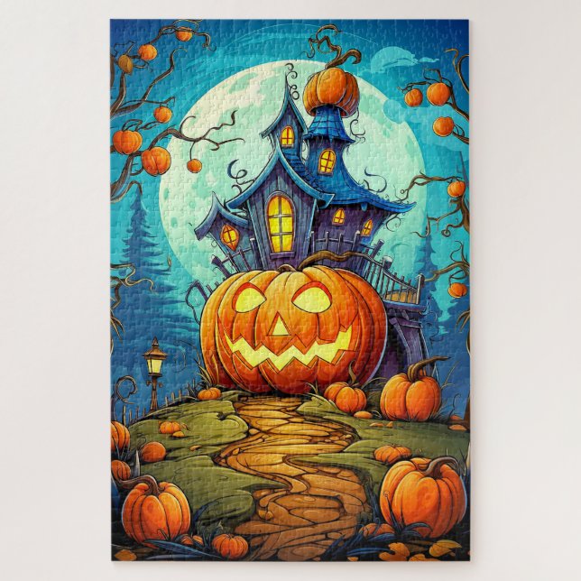 Puzzle Casa festiva y encantadora | Feliz Halloween (Vertical)