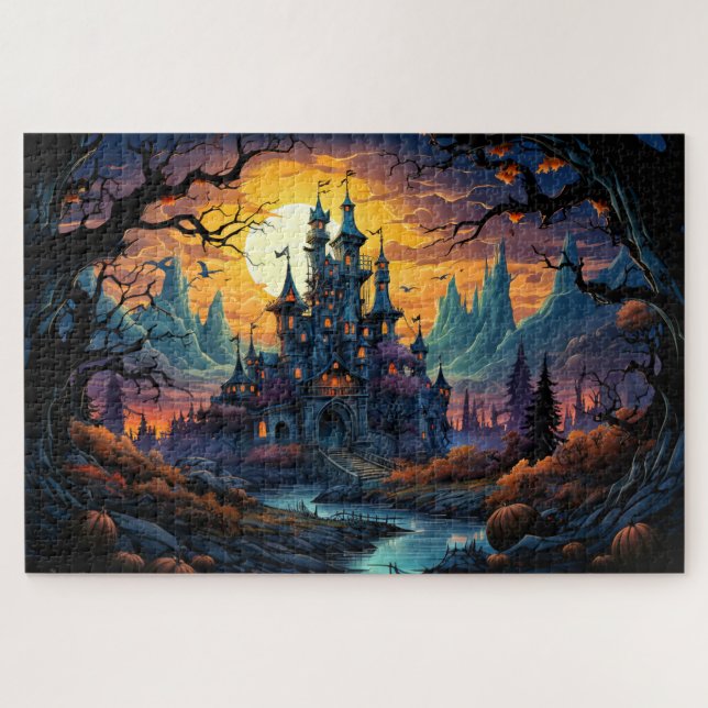 Puzzle Casa inquieta y embrujada | Feliz Halloween (Horizontal)