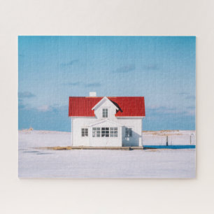 Puzzle Casa Lofoten Noruega Viaja al aire libre Nieve de 
