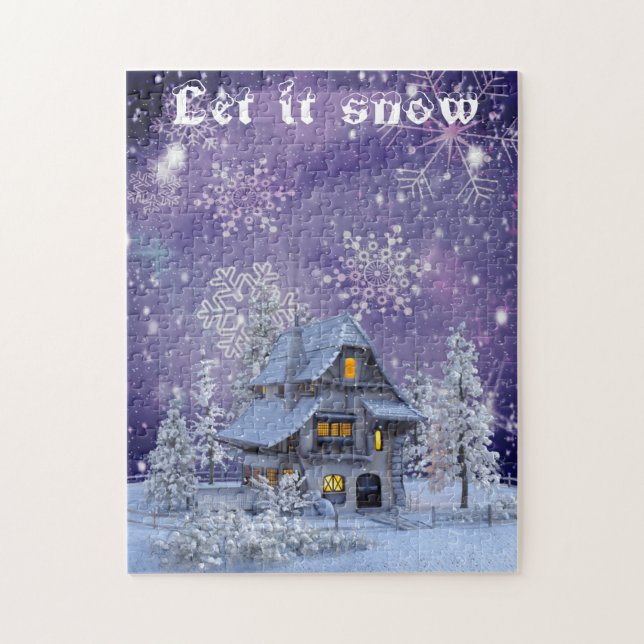 Puzzle Casa moderna de copas de nieve en invierno (Vertical)