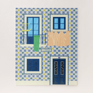 Puzzle Casa portuguesa de Lisboa con azulejos y pájaro