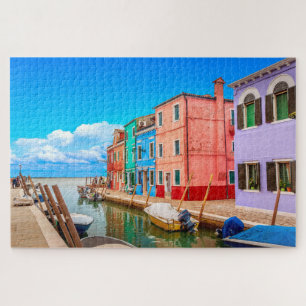 Puzzle Casas de Burano Coloridas Con Barcos Venecia Itali