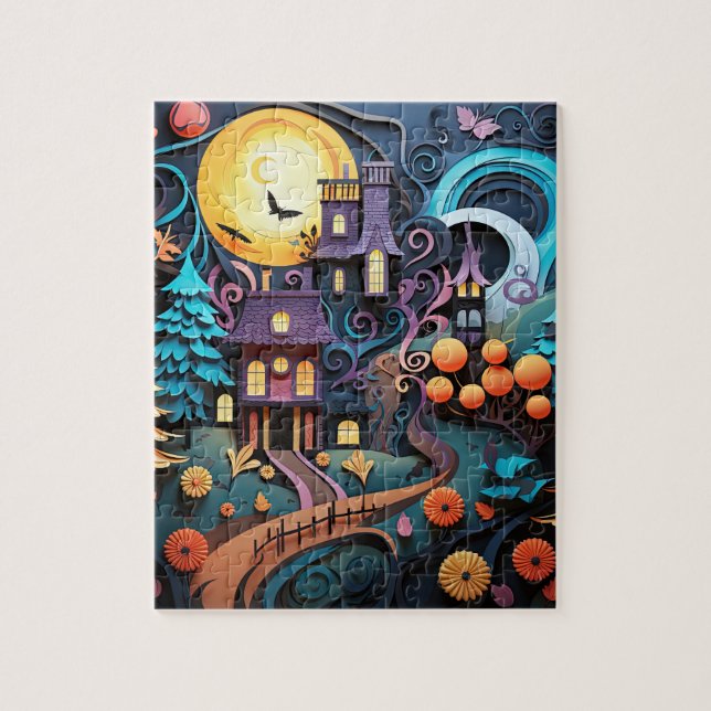 Puzzle Casas de Truco o Trato de Halloween (Vertical)