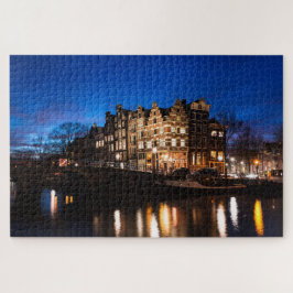 Puzzle Casas del canal de la ciudad de Amsterdam en la