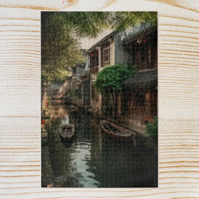 Puzzle Casas en un canal en Lijiang (Homes on a Canal in Lijiang Jigsaw Puzzle)