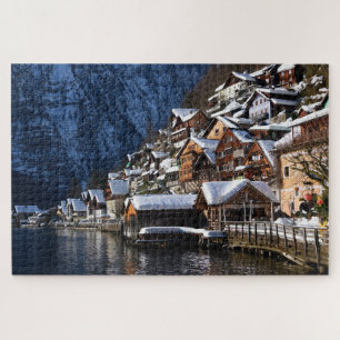 Puzzle Casas junto al lago de madera en Hallstatt, Austri