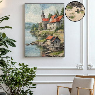 Puzzle Casas junto al río