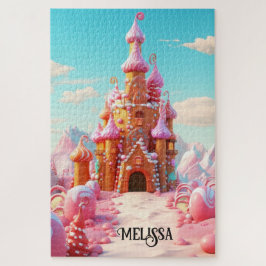 Puzzle Casas mágicas de pan de jengibre rosado morado
