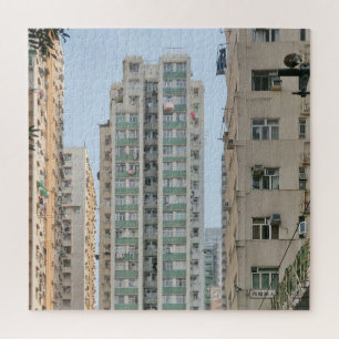 Puzzle casas, rascacielos, hong kong, rompecabezas, ciuda