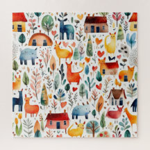 Casas rojas y casas adorables Hoja de papel