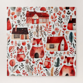 Puzzle Casas rojas y casas adorables Hoja de papel