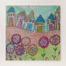 Casas y flores caprichosas
