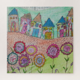 Puzzle Casas y flores caprichosas
