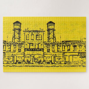 Puzzle Casas y hogares de Yellowville y torre de agua