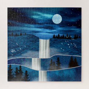Puzzle Cascada azul