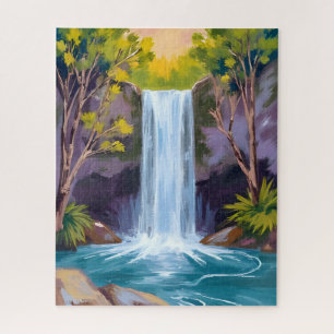 Puzzle Cascada Azul   Pintura de la Naturaleza del Paisaj