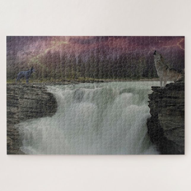 Puzzle Cascada con lobos (Horizontal)
