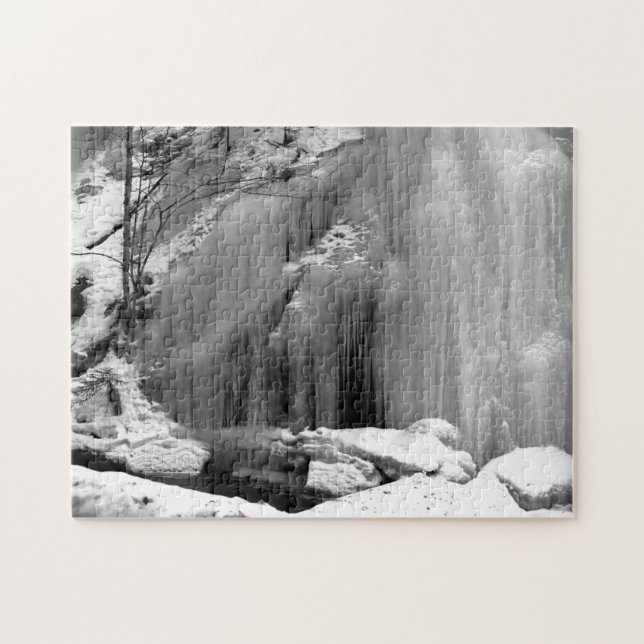 Puzzle Cascada congelada en blanco y negro (Horizontal)