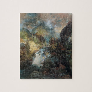 Puzzle Cascada de paisaje vintage en las montañas, por Mo