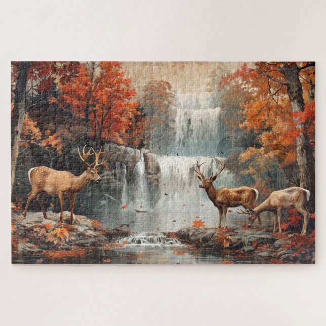 Puzzle Cascada de Woodland de venado 20x30 (Horizontal)