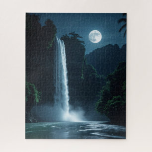 Puzzle Cascada iluminada por luna - Paisaje nocturno cine