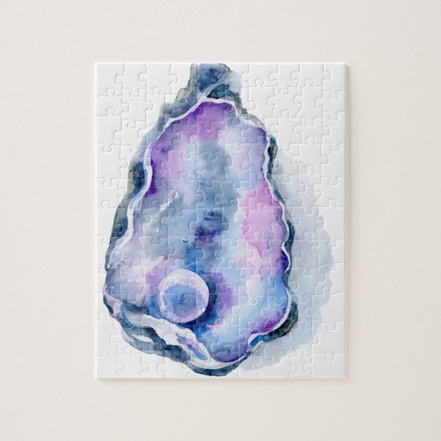 Puzzle Cáscara de ostra de la acuarela con la perla (Vertical)