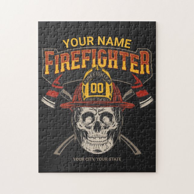 Puzzle Casco de hacha de cráneo de bombero personalizado  (Vertical)