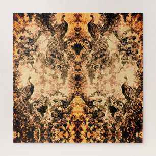 Puzzle Casco de pavo real victoriano estampado floral ele