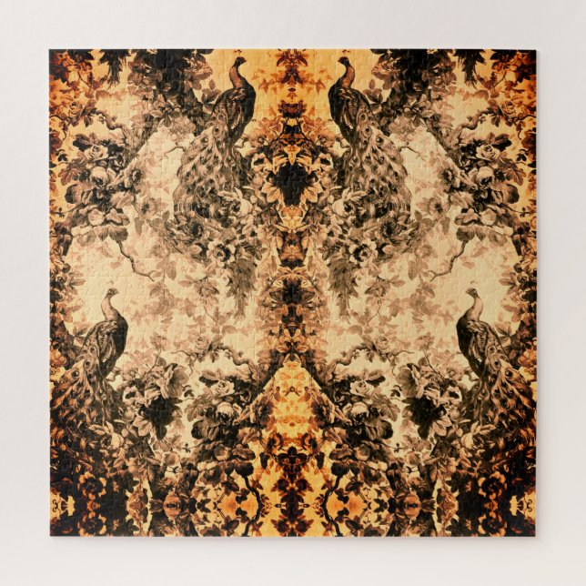 Puzzle Casco de pavo real victoriano estampado floral ele (Vertical)