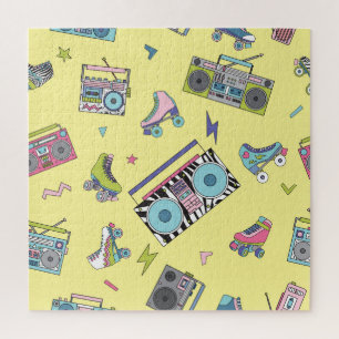 Puzzle Casete de época, patines de rodillos: retro