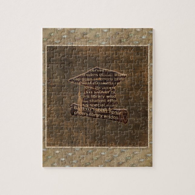 Puzzle Casquillo y diploma, diseño de la graduación de la (Vertical)