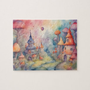 Puzzle Castillo de acuarela colorida de Fantasy World