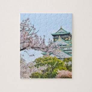 Puzzle Castillo de Himeji con flores de cerezo