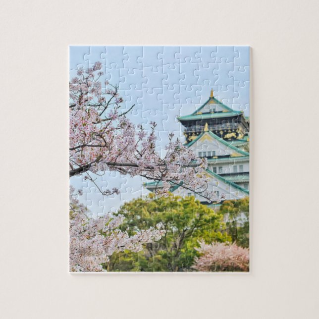 Puzzle Castillo de Himeji con flores de cerezo (Vertical)