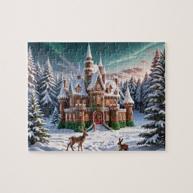 Puzzle Castillo de pan de jengibre del Bosque de Navidad (Horizontal)
