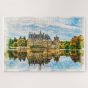 Puzzle Castillo en el reflejo del otoño. Francia.
