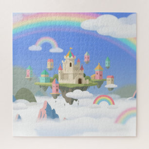Puzzle Castillo Flotante Nubes de Arcoíris Fantasía Rompe