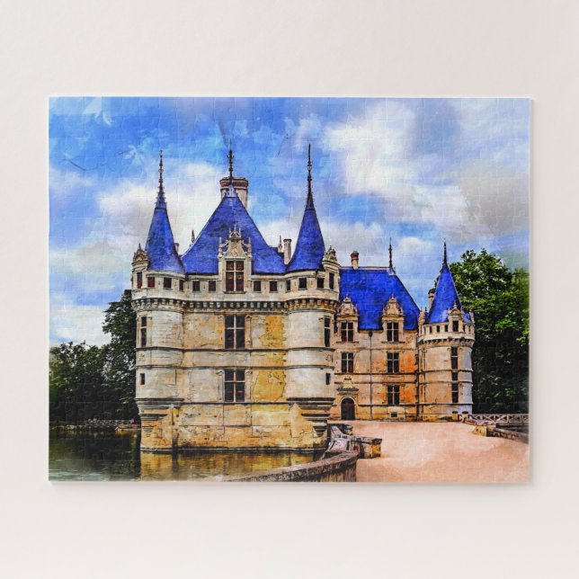Puzzle Castillo medieval Azay le Rideau, Francia. (Horizontal)