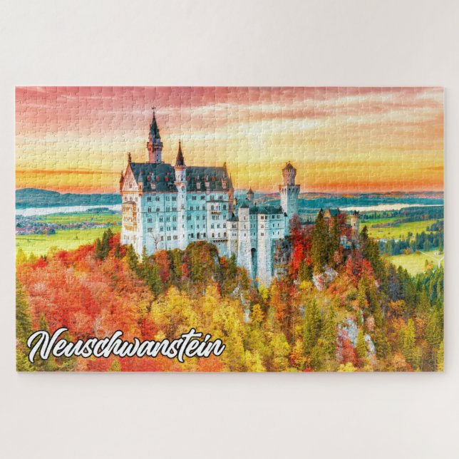 Puzzle Castillo Neuschwanstein, Alemania, En Otoño (Horizontal)