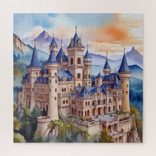 Puzzle Castillo renacentista en las montañas. Tecnología  (Vertical)