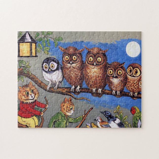 Puzzle Cat and Owl, Louis Wain (Horizontal)