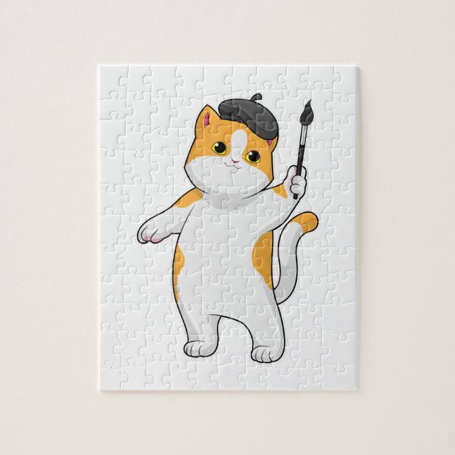 Puzzle Cat as Painter con pincel de pintura (Vertical)