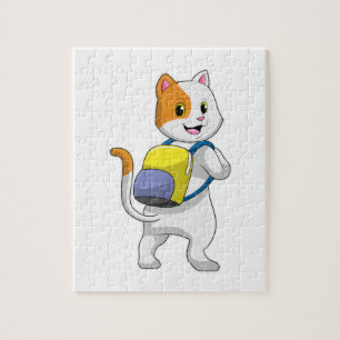 Puzzle Cat como excursionista con mochila