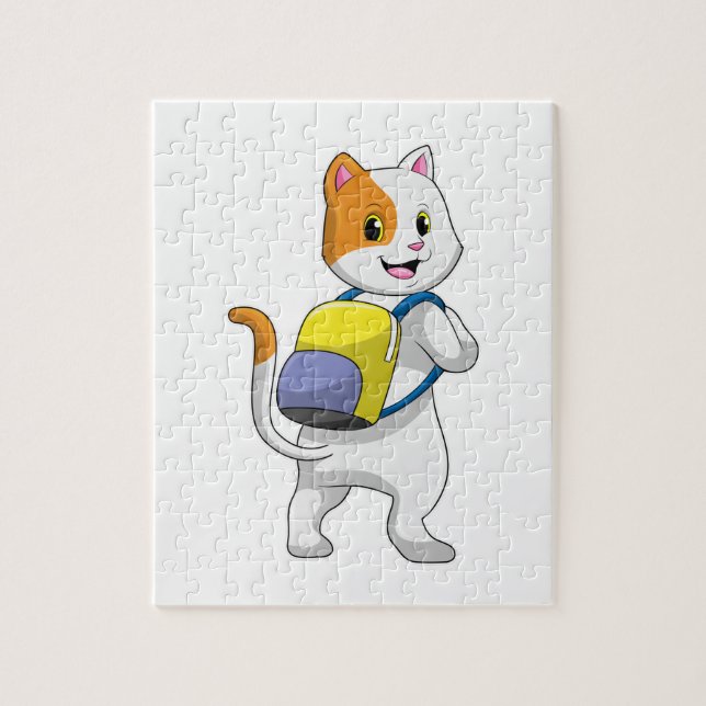 Puzzle Cat como excursionista con mochila (Vertical)